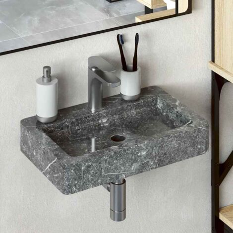 Lavabo-Vasque mural gris 38x24x6,5 cm marbre 631707