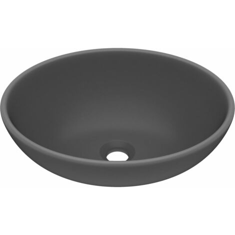Lavabo vasque ovale de luxe 40x33 cm céramique gris foncé mat
