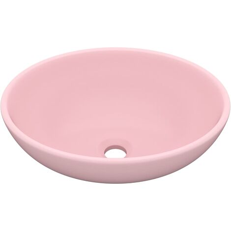 Lavabo vasque ovale salle de bain de luxe 40x33 cm céramique mat rose
