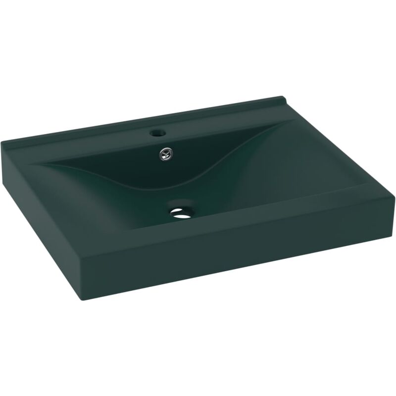 Lavabo vasque à poser Luxueux, Bac à laver, avec trou de robinet Vert foncé mat 60x46 cm Céramique OIB2145E - Vert