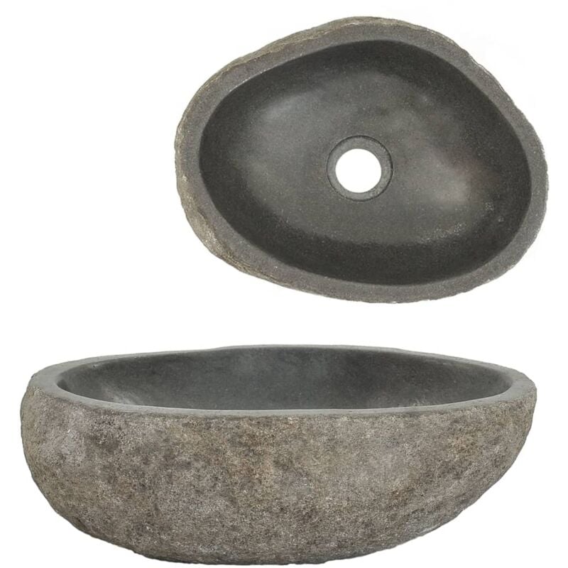 Lavabo vasque à poser Luxueux 29-38 cm , Bac à laver, en pierre de rivière Ovale OIB6852E