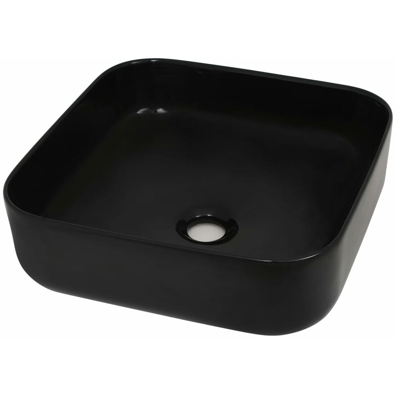 Lavabo vasque à poser Luxueux, carré Bac à laver, Céramique Noir 38 x 38 x 13,5 cm OIB9866E