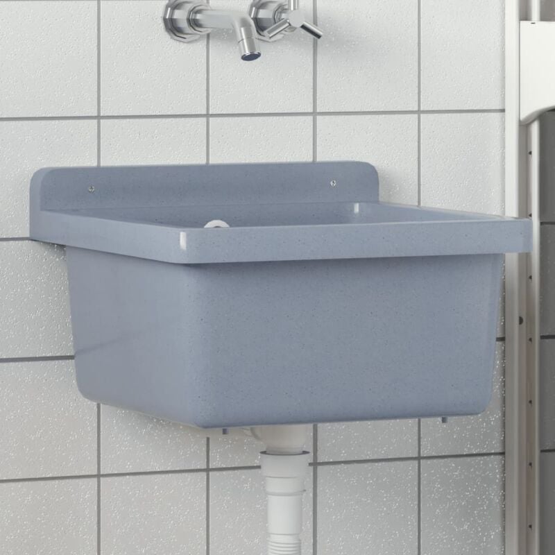 Lavabo, Vasque pour montage murale gris 40x40x24 cm résine FR582824 design in