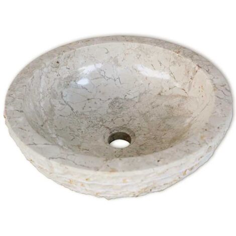 Lavabo Vasque pour salle de bain Marbre 40 cm Crème