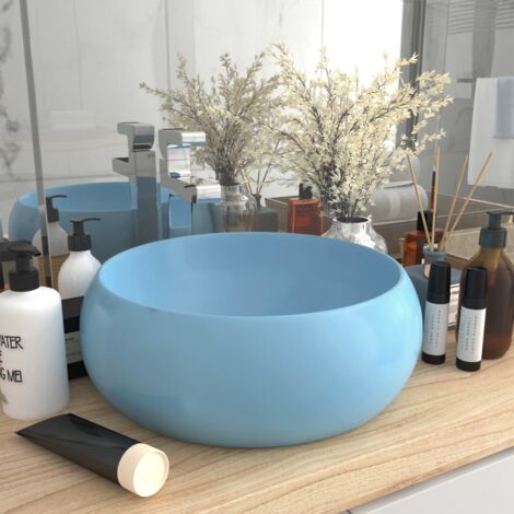 Lavabo, Vasque rond de luxe Bleu clair mat 40x15 cm Céramique FR250783 DESIGN IN