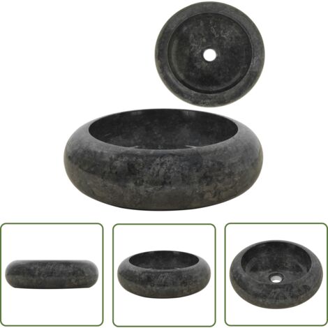 Lavabo vasque salle de bain diamètre 40 x 12 cm marbre Noir