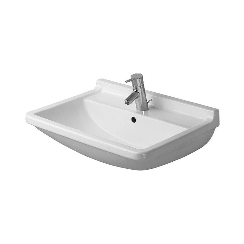 Duravit - Lavabo starck 3avec trop plein plage de robinettrie 1 trou de robinetterie 550x430mm blanc