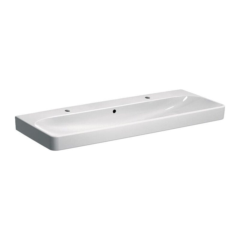 Lavabo Geberit Smyle Square, 120x48cm, trou de robinetterieà gauche et à droite, Blanc