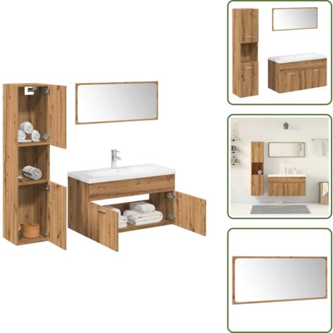 Lavabo - vidaXL Juego de muebles baño 5 piezas madera ingeniería roble artisan - Madera de ingeniería