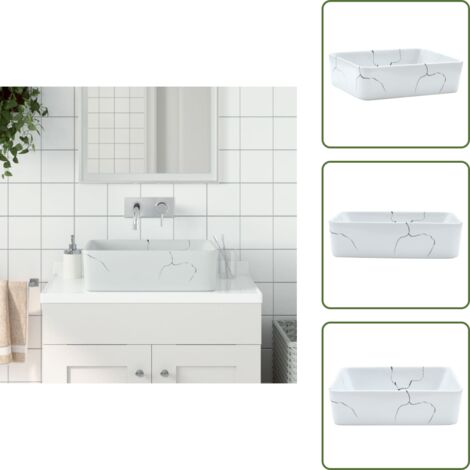 Lavabo - vidaXL Lavabo da Appoggio Bianco Rettangolare 46x35,5x13 cm Ceramica - Design vintage