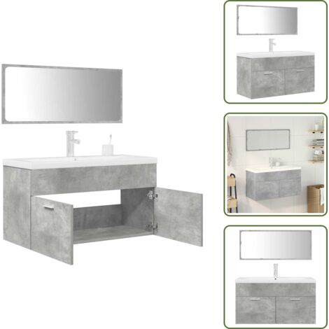 Lavabo - vidaXL Set muebles de baño 2 piezas madera contrachapada gris hormigón - Almacenamiento de baño