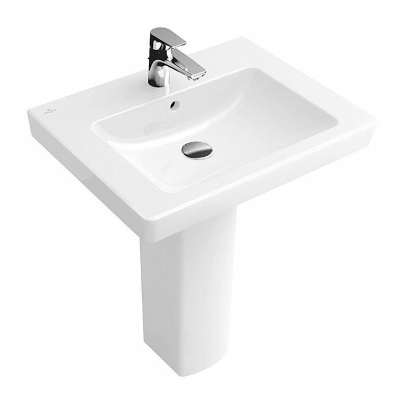 

Lavabos Classic, 550 x 440 mm, Rectangular, para grifería de 3 orificios, orificio central para grifería perforado, sin rebosadero, Porcelánico