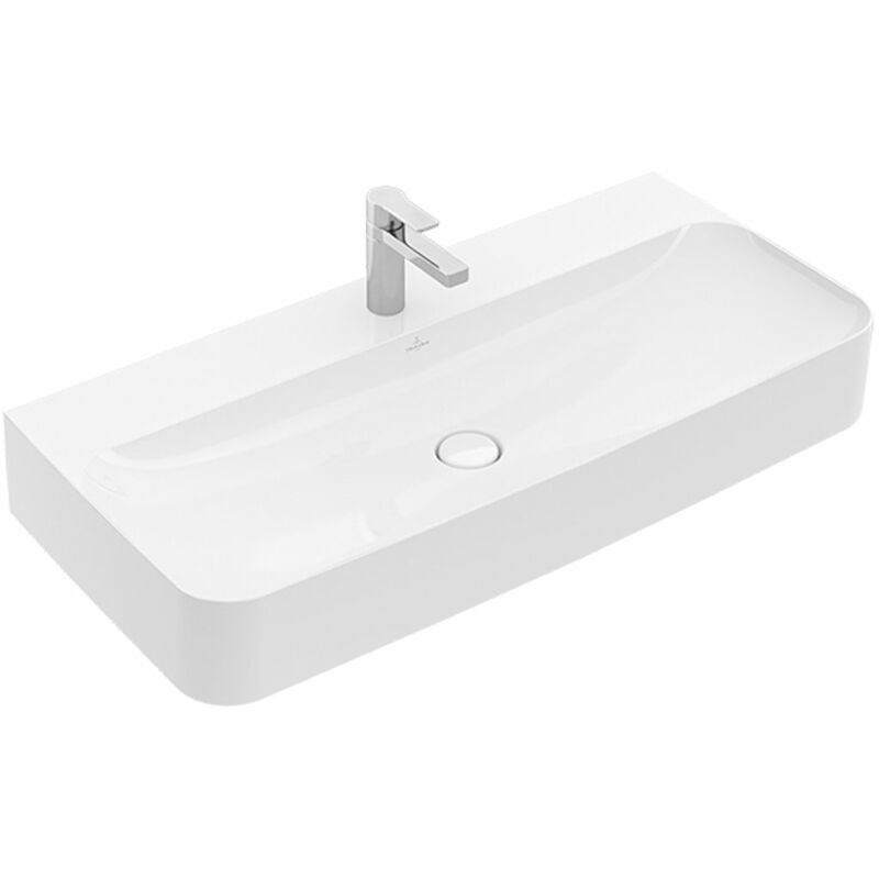 

Lavabo Villeroy und Boch Finion 41681B 1000x470mm, rebosadero oculto, 1 agujero para grifo, parte inferior lijada, color: Cerámica Blanca - 41681BR1