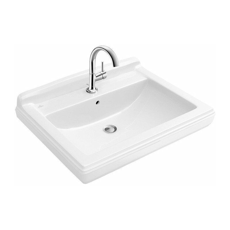

Hommage, Lavabos Classic, 750 x 580 mm, Rectangular, modelo de suelo, para grifería de 3 orificios, orificio central perforado, con rebosadero,