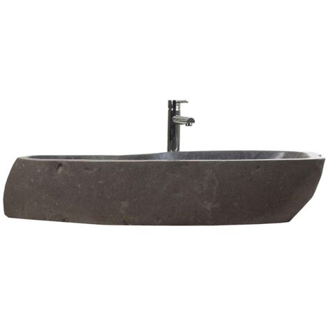 Lavabo vintage pierre gris et naturel Ariel
