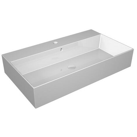 Lavabo Zenith appoggio/sospeso 80x46 in ceramica bianco lucido di