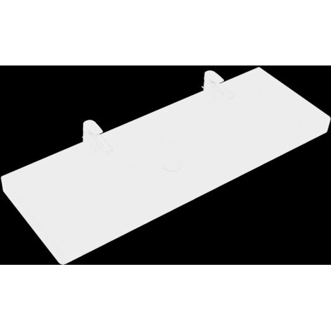 Lavabos con mueble, 1300 x 470 mm, Rectangular, para dos grifos de 1 orificio, orificios para grifería perforados, con rebosadero, Porcelánico sanitario Blanco