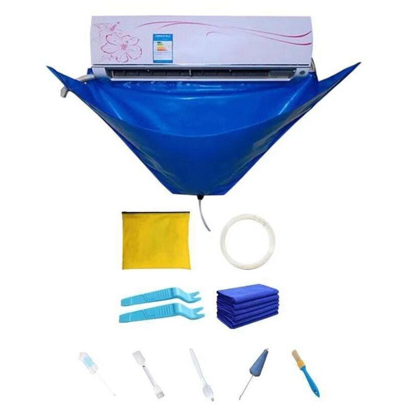 Lavage pour Climatiseur - Outil Nettoyage du Climatiseur - Kit Couverture Nettoyage Climatiseur Mural - Sac Nettoyage Étanche Climatisation Divisé