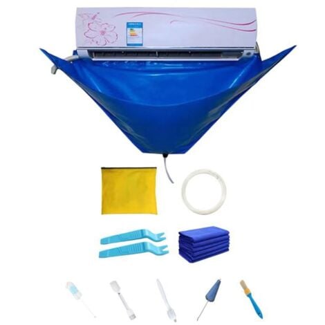 Lavage pour Climatiseur, Outil Nettoyage du Climatiseur, Kit Couverture Nettoyage Climatiseur Mural, Sac Nettoyage Étanche Climatisation Divisé avec Sortie Vidange