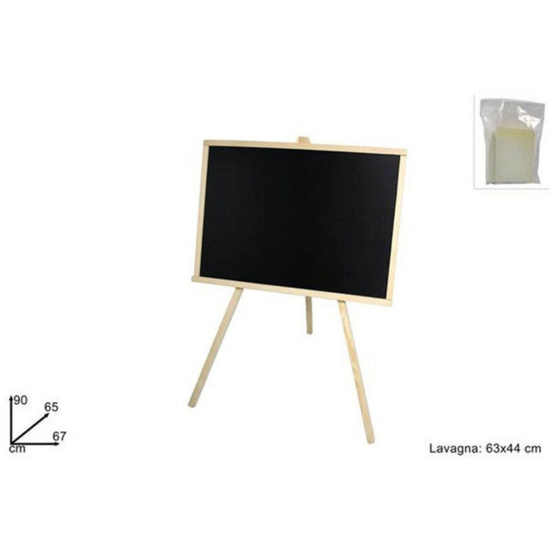 TrAdE Shop Traesio - Lavagna Con Cavalletto In Legno 63x44 Cm Scrivibile Con Gessetto E Cancellino -