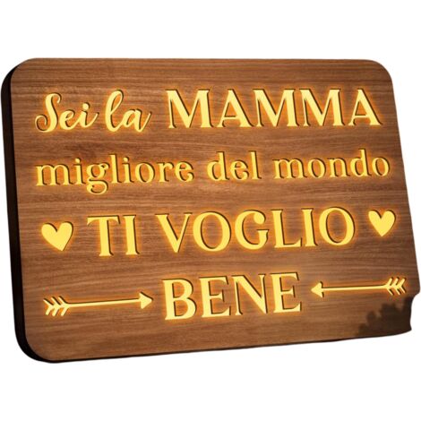 Lavagna in legno retroilluminata, regalo per la mamma, 22 x 16 cm