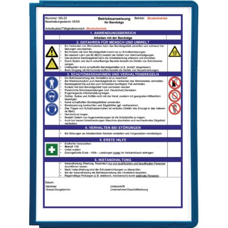 Lavagna in PP con profilo in colore blu scuro DIN A4 a bassa riflessione, confezione da 5 pezzi / confezione.