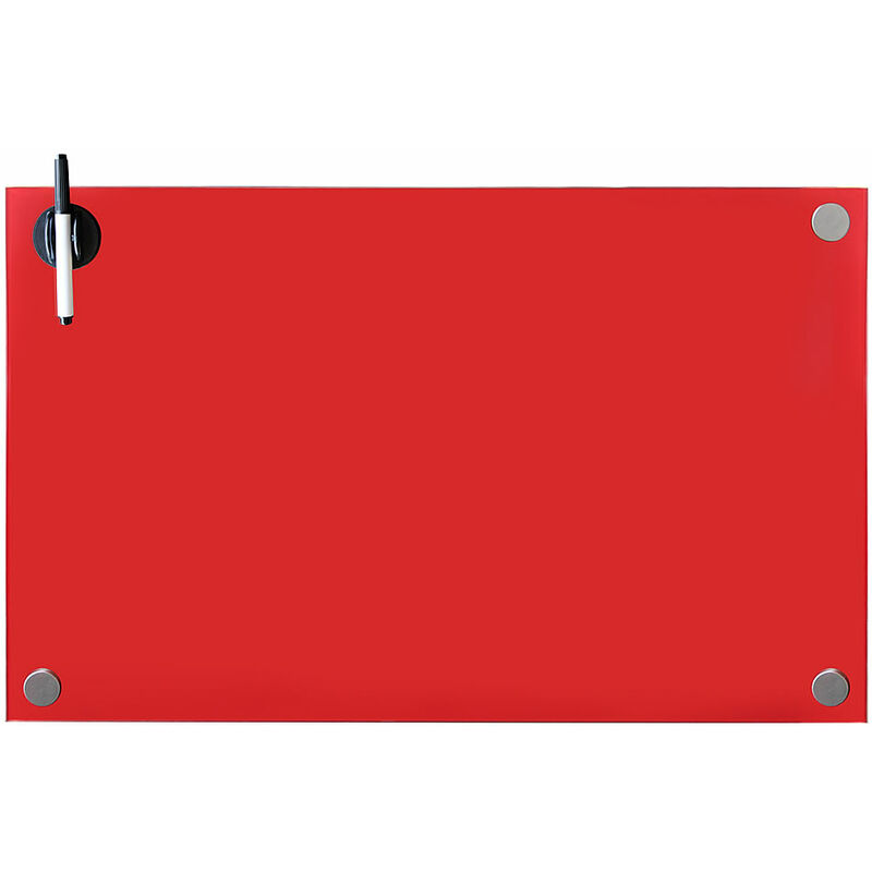 Image of Melko - Lavagna magnetica in vetro lavagna bianca, lavagna di vetro, lavagna magnetica, bacheca, 100 x 60 x 0,4 cm, rosso