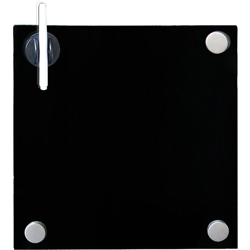 Image of Lavagna magnetica in vetro Melko lavagna bianca, lavagna di vetro, lavagna magnetica, bacheca, 45 x 45 x 0,4 cm, nera
