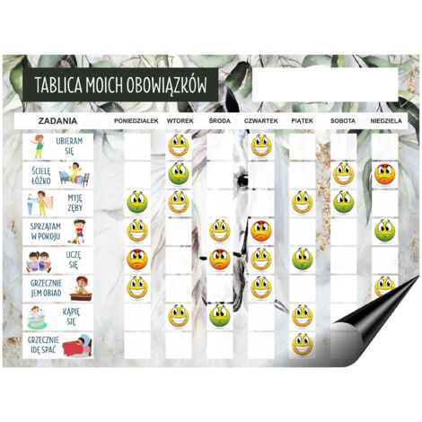 Lavagna magnetica motivazionale per l'agenda giornaliera dei bambini