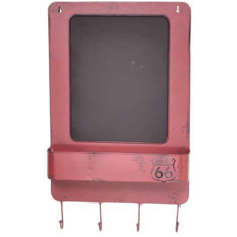 Lavagna metallo bristol rosso con mensola e appendino 4 posti cm35x57,5x7