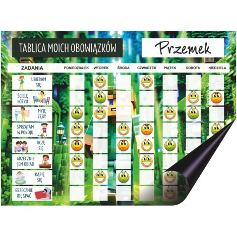 Lavagna motivazionale con pianificatore magnetico di faccende per bambini a tema gioco