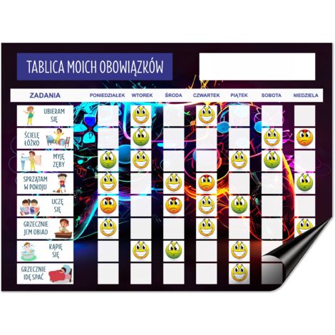 Lavagna motivazionale per bambini, planner magnetico da frigorifero + faccine sorridenti