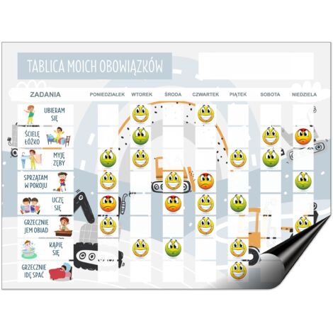 Lavagna motivazionale per bambini Planner magnetico per frigorifero + emoticon