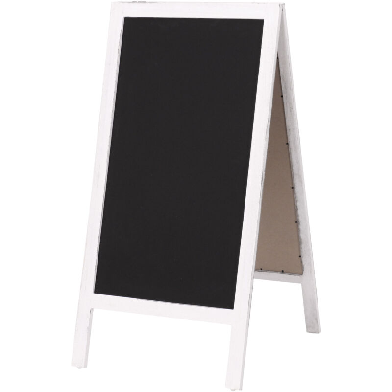 Image of HHG - Lavagna xl decorativa 989 legno bilaterale 100x50cm bianco shabby