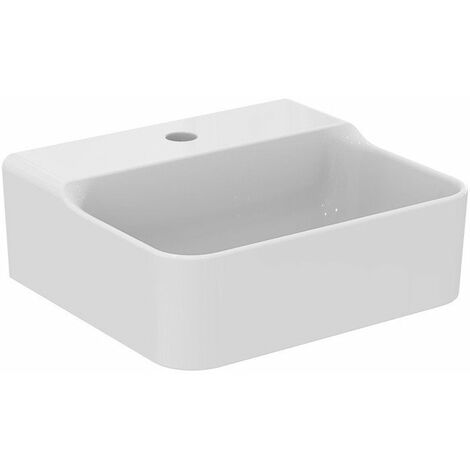 Lavamani CONCA 400x350x165mm, bianco sabbiato con rubinetteria IdealPlus 1 foro, senza troppopieno IDEAL STANDARD