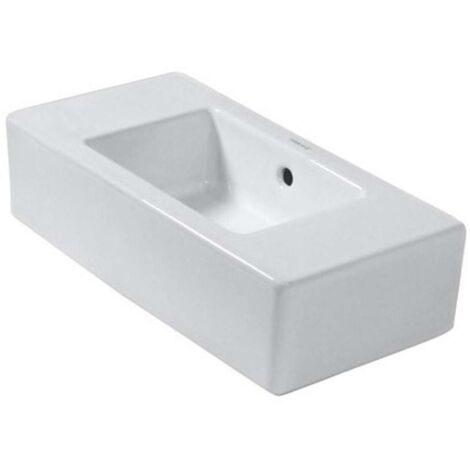Lavamani Duravit VERO con superficie rubinetteria troppopieno 500x250m con foro rubinetto-Vorst bianco