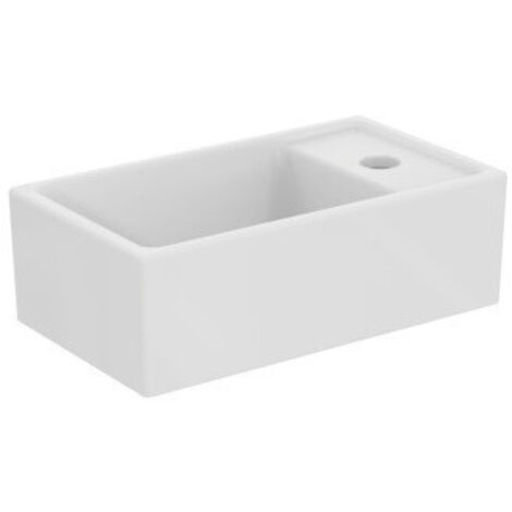 Lavamani EUROVIT + 370x210x120mm bianco 1 foro, con troppopieno, mensola a destra IDEAL STANDARD