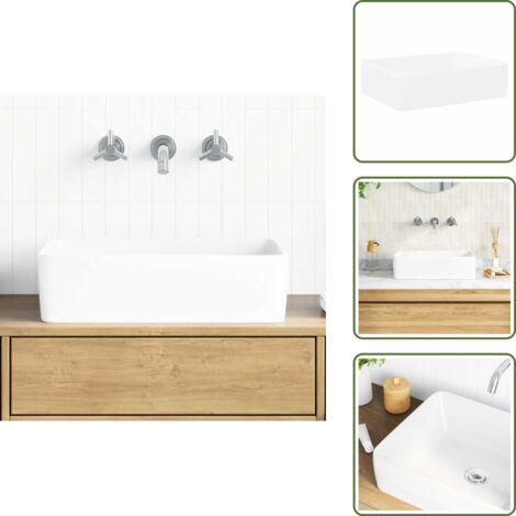 Lavamanos de baño - vidaXL Lavabo rectangular de cerámica blanco 48x37x13 cm - Diseño elegante