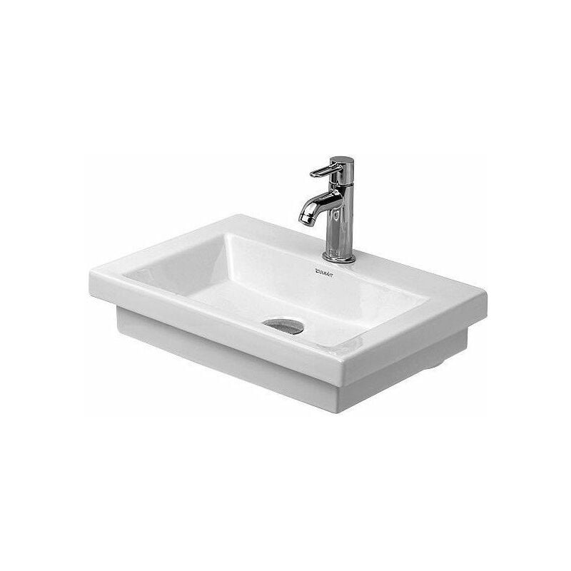 

Lavamanos 2a PLANTA sin rebosadero con plataforma para grifería 500x400mm sin orificio para grifería geschl we - Duravit