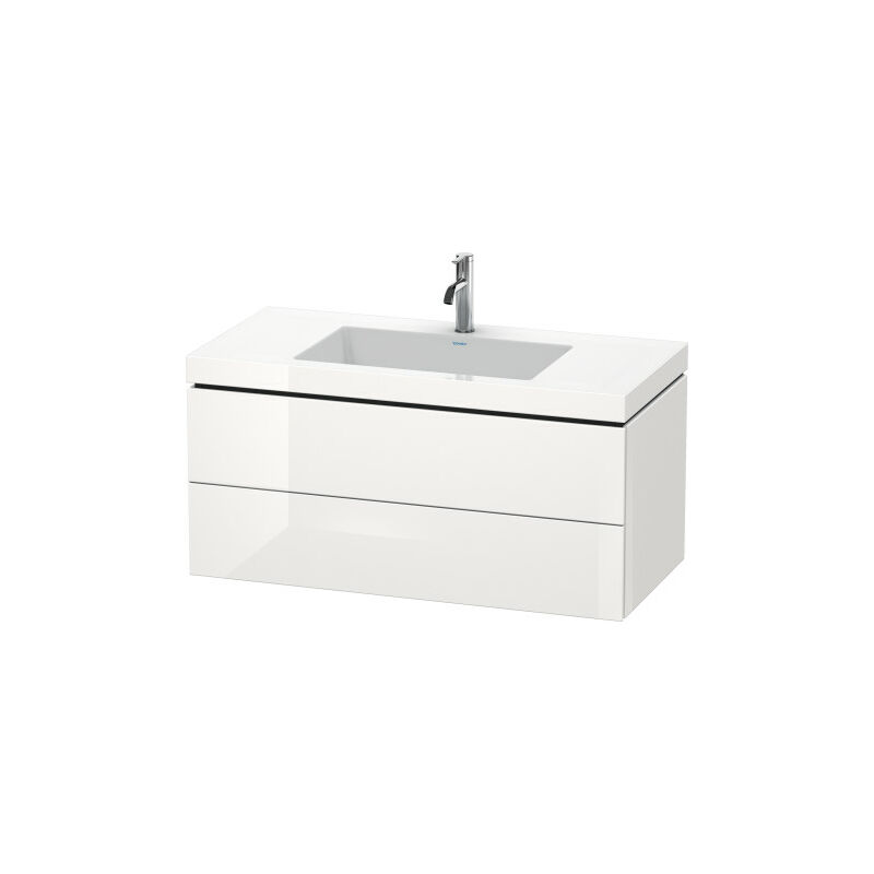 

Duravit Ag - Lavamanos Duravit L-Cube con base mural, 100x48 cm, 2 cajones, sin rebosadero, 1 agujero para grifo, color: Blanco Lila Seda Laca mate