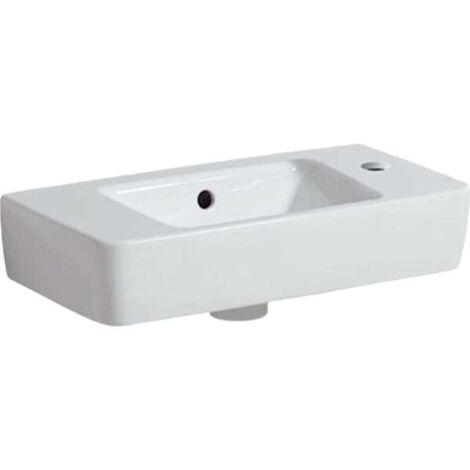 Lavamanos Geberit Renova Compact, con balda, Blanco, 50x15x25cm, orificio para grifería a la derecha, balda a la izquierda