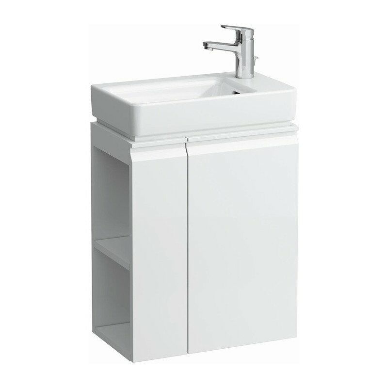 

Lavamanos PRO S con mueble bajo lavabo, blanco brillante, banco con orificio para grifería a la izquierda - Laufen