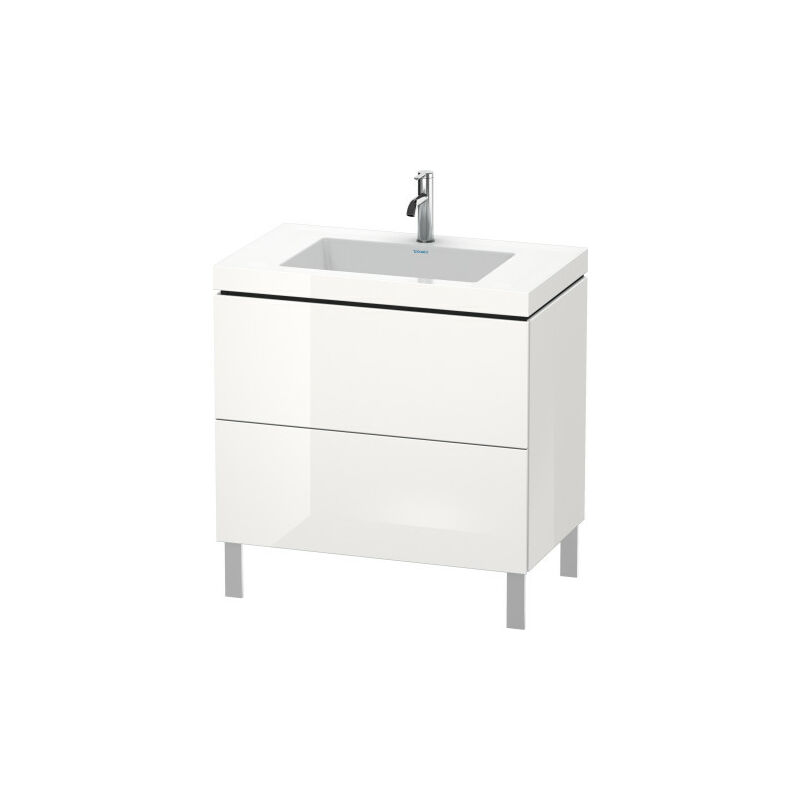 

Lavamanos para muebles Duravit L-Cube c-bonded con base de pie, 80x48 cm, 2 extraíbles, sin rebosadero, sin agujero para grifo, color: Grafito Mate