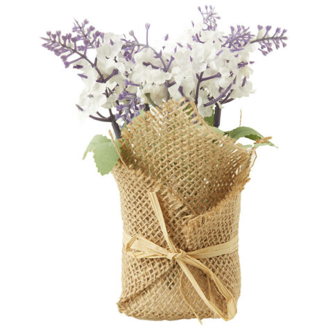 Lavanda en una funda de yute de 17x7 cm. Planta decorativa artificial.