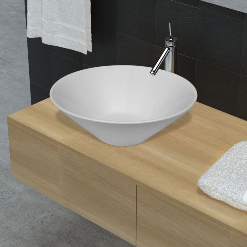 Lavabo, Lavello da Bagno in Ceramica Porcellana Bacino Bianco Vidaxl 8087