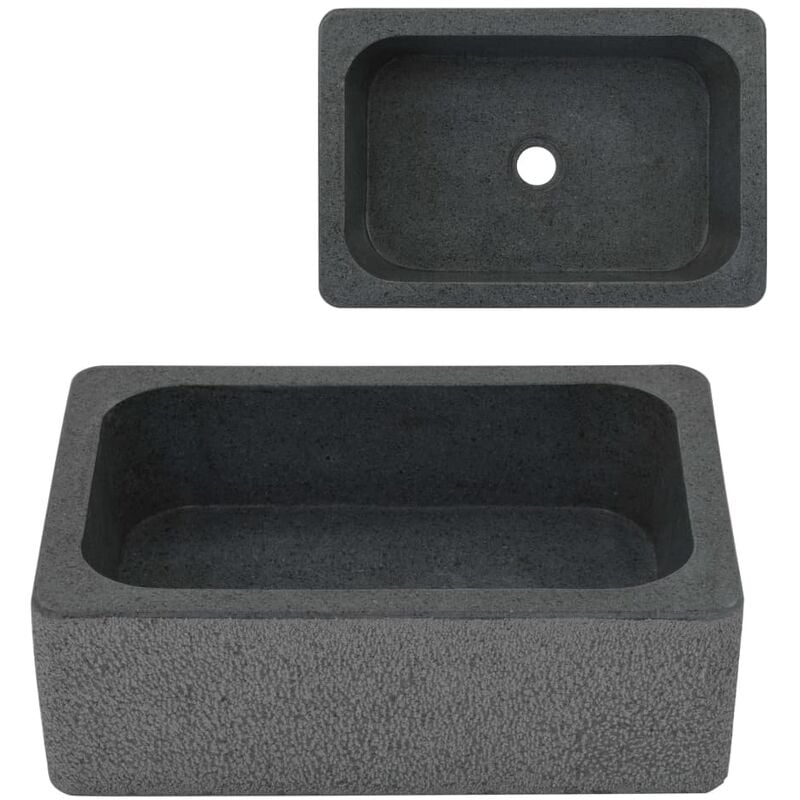 Lavelli In Pietra Da Appoggio Per Cucina.Lavandino 45x30x15 Cm In Pietra Di Fiume Nero