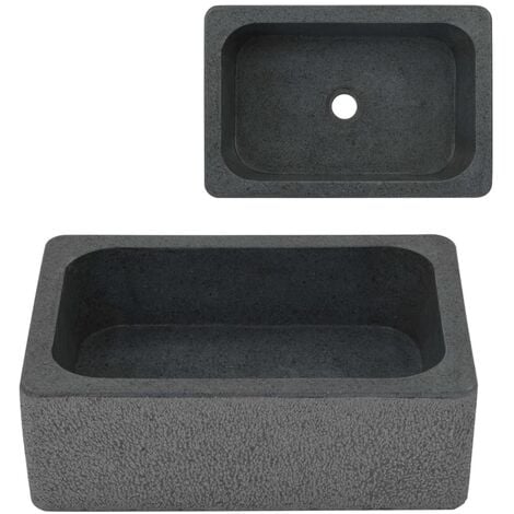 Lavabo In Pietra Di Fiume.Lavandino 45x30x15 Cm In Pietra Di Fiume Nero