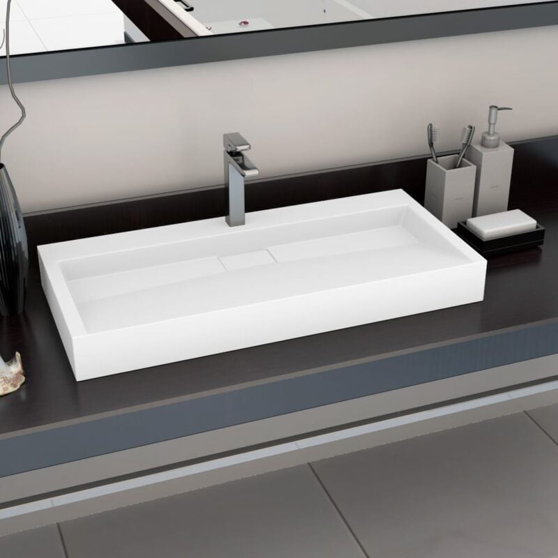 Vidaxl - Lavabo, Lavandino 100x46x11 cm Blocco in Marmo/Minerale Bianco 6828