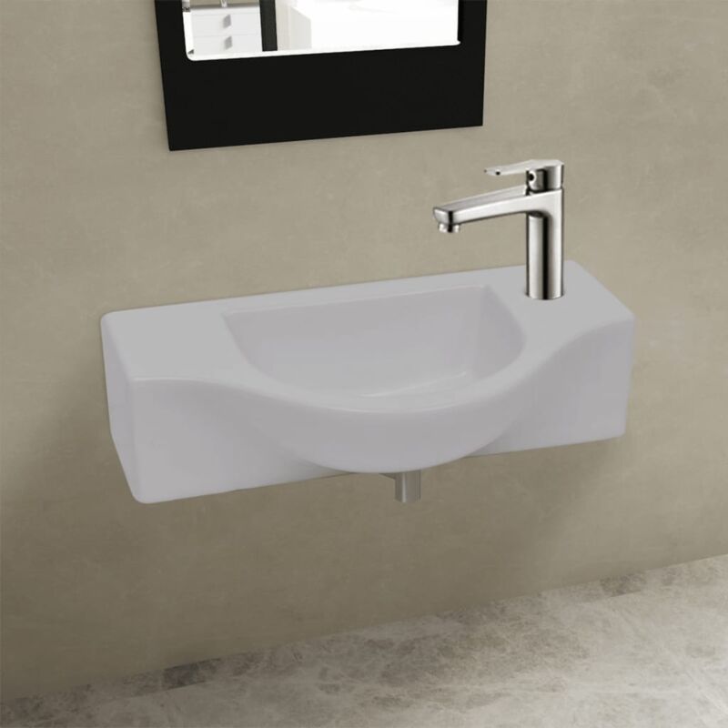 Lavabo, Lavandino Bagno in Ceramica con Foro per Rubinetto Bianco Vidaxl 1350