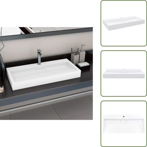 Lavandino bianco - vidaXL Lavandino 100x46x11 cm Blocco in Marmo/Minerale Bianco - Lavandino da parete